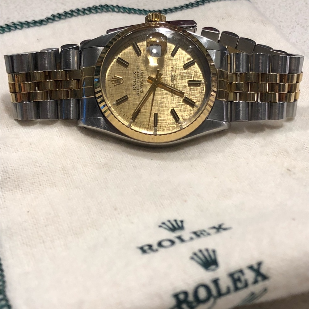 100%AUTHENTIC Rolex Datejust 16233 Gold Linen dial